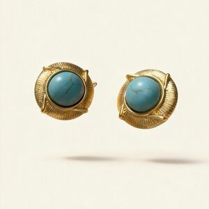 Turquoise and Gold Statement Earrings
